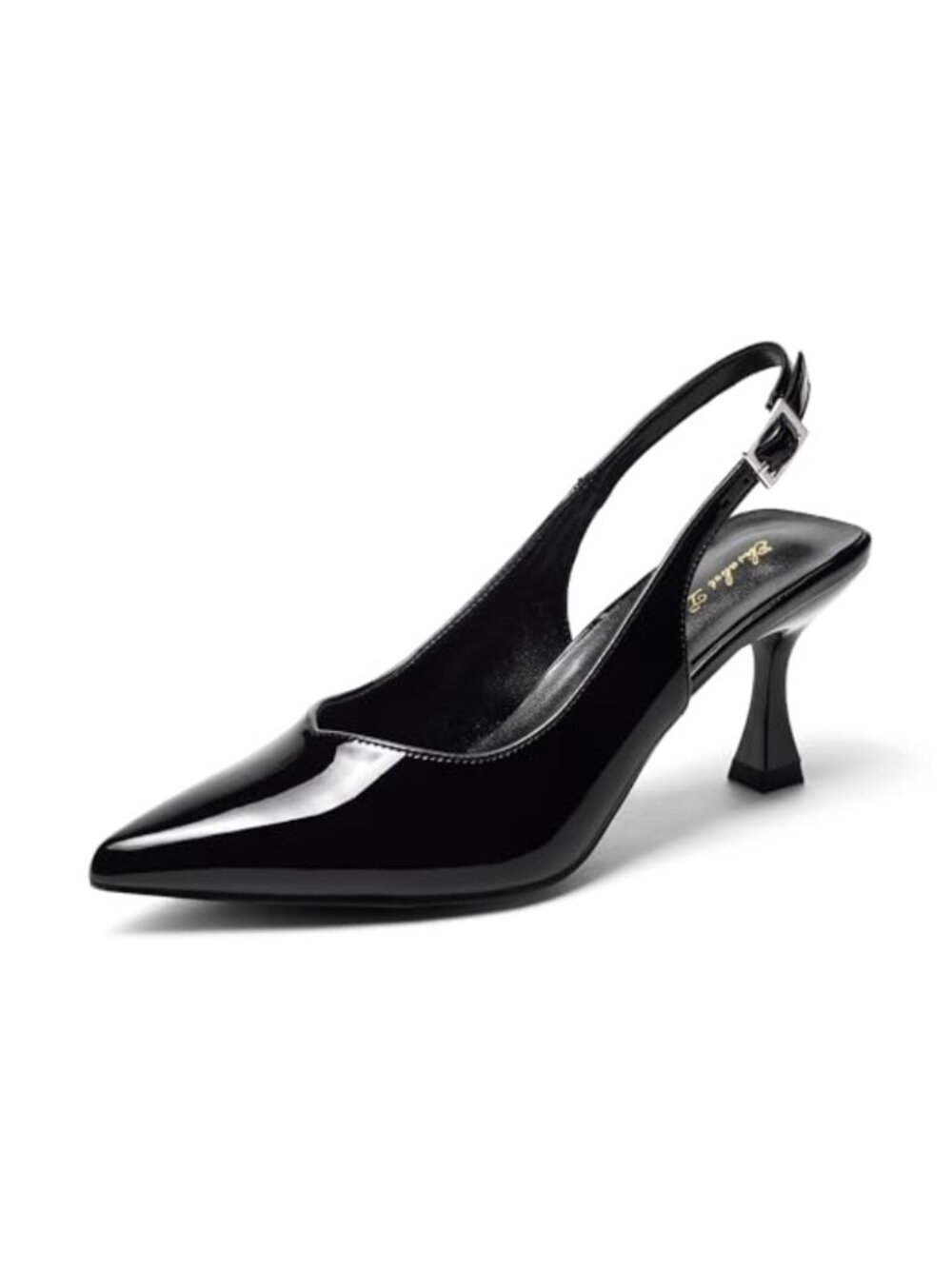 Kitten Heel Slingback Low Pumps 3 Inch Stiletto Pointed Closed Toe Dressy